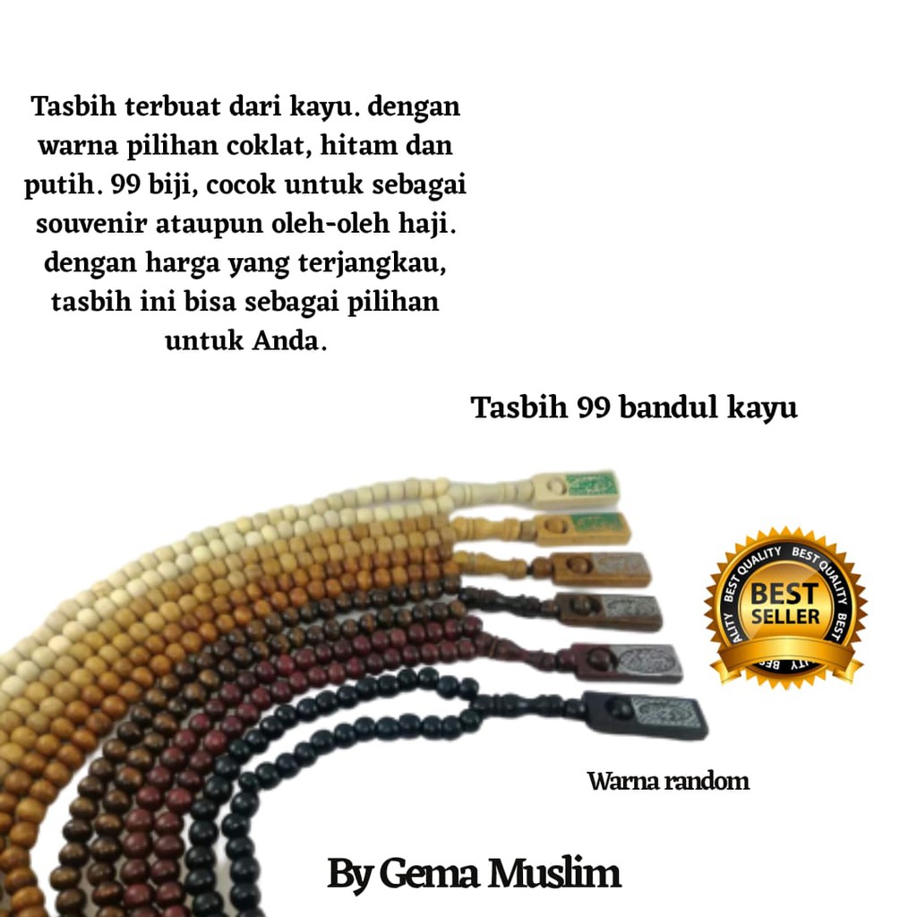 tasbih kayu 99 isi dan harga 10 pcs