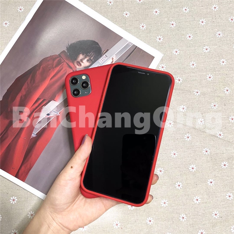 Casing Bahan Silikon Warna Oranye/Merah Mawar Untuk Iphone Xs Max Xr 6 7 8 Plus 11 Pro Max