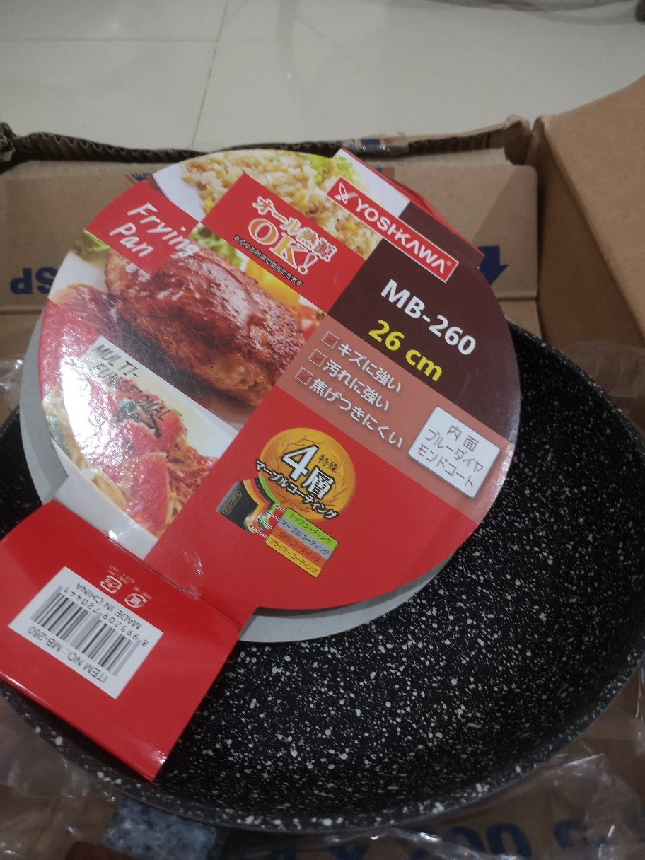 Yoshikawa Frying Pan Keramik Tanpa Minyak 26cm | Wajan Marble | Penggorengan Anti Lengket | Teplon