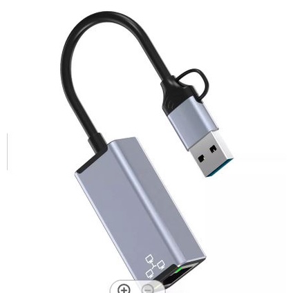 Type-c to rj45 lan ethernet adapter airsky gigabit 1000Mbps 2in1 with Usb-A to usb-c female connector hc-72q