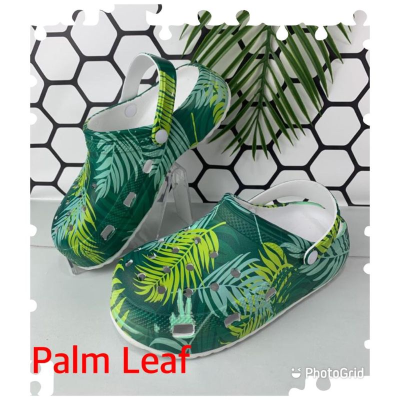 Sandal Baim Bea Clog Printing Wanita Limited Edition Palm Leaf