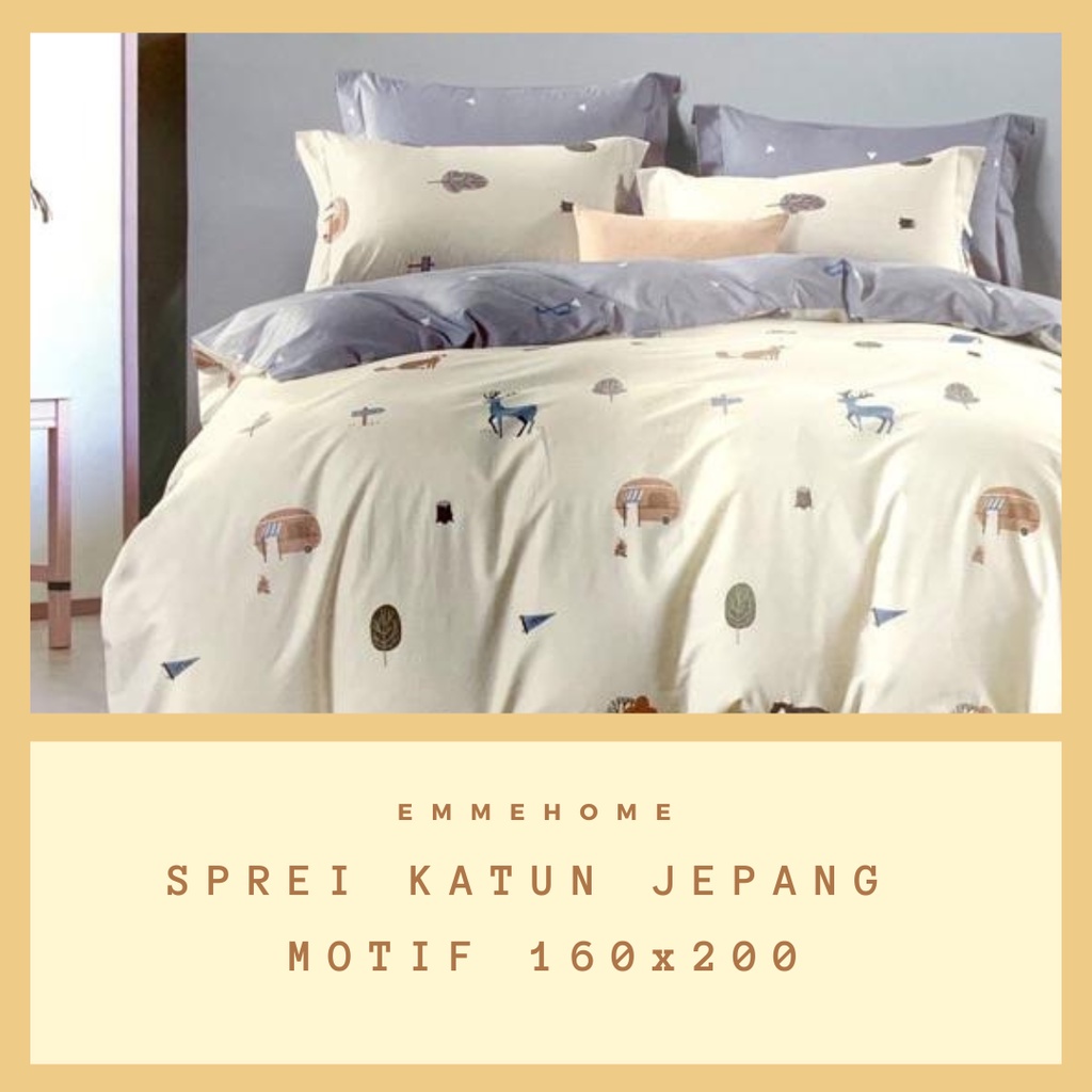 SPREI KATUN JEPANG PREMIUM MOTIF 100% UKURAN 180x200 / 160x200 / 120x200 TINGGI 30CM