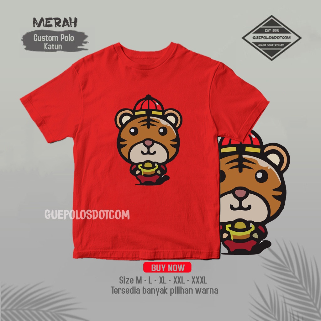 Baju Kaos Keluarga Family Couple Imlek 2022 HARIMAU TOPI CINA - KAOS IMLEK FREE NAMA - Kaos Imlek 20