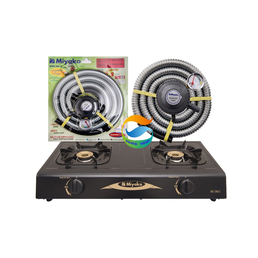 Paket Kompor Miyako KG 302 C 2 Tungku+Regulator+Selang Miyako ORI