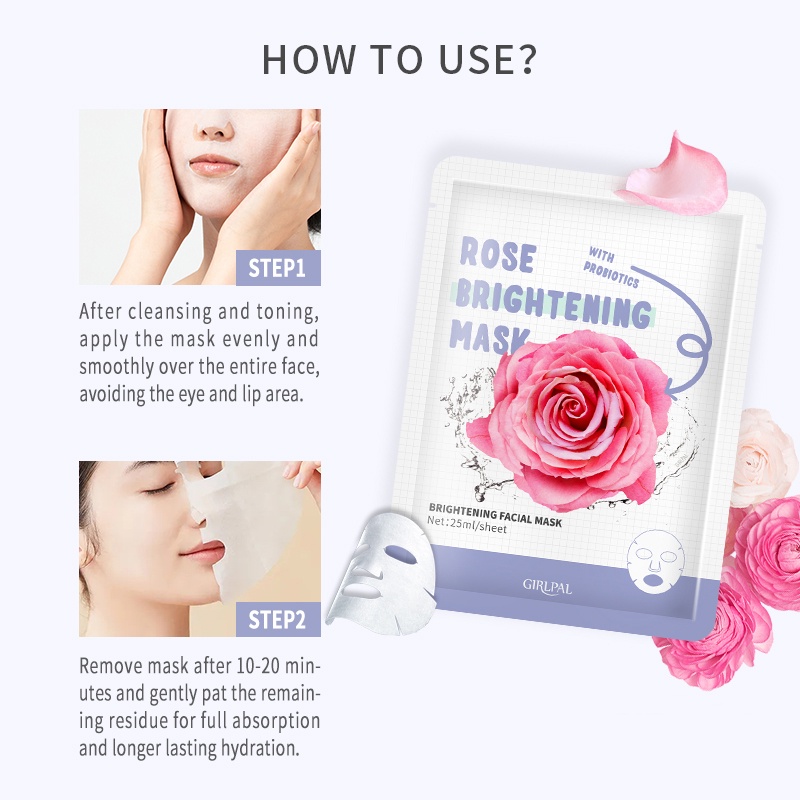 (COD) GIRLPAL  - Rose Brightening Face Sheet Mask | Facial Mask | Masker Wajah