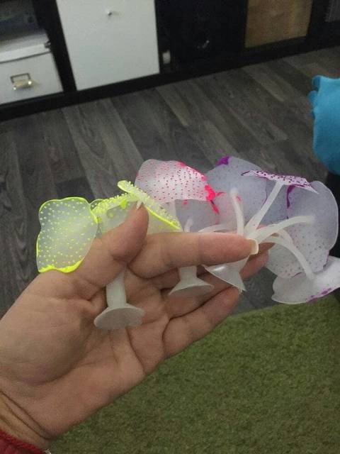 hiasan aquarium tanaman coral menyala efek cahaya - dekorasi air artifisial