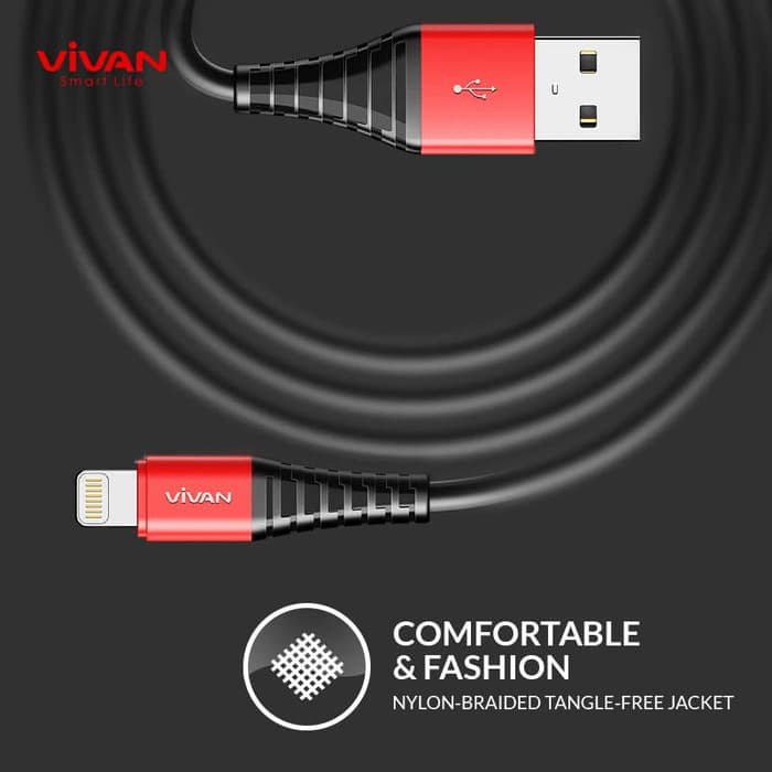 Kabel Data iPhone VIVAN SL100 - 2.4A - 100CM