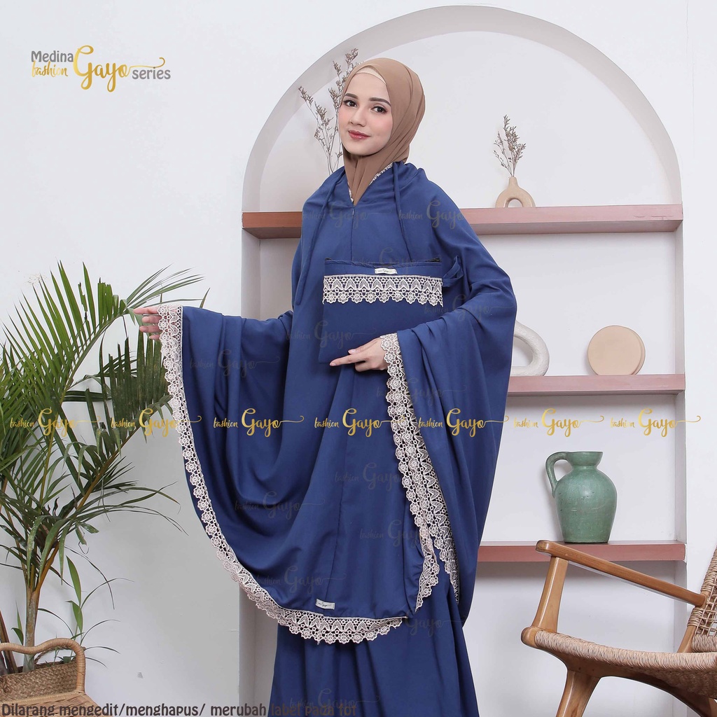 Mukena resleting 2in1 katun polos renda MedinaSeries