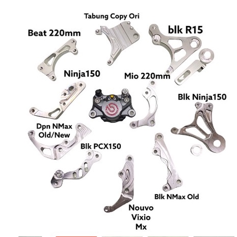 BREKET Kaliper 2 PISTON 85mm Pitch Brcmbo Nis5in KTC Disc Braket Adapter Mio Beat Nouvo Wave Ninja150 R15 NMax PCX Aerox Vario125