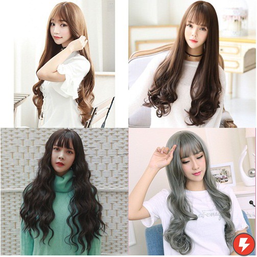 Flashmart Wig Rambut Palsu Wavy 65 cm Coklat / Hitam / Abu / Coklat Tua