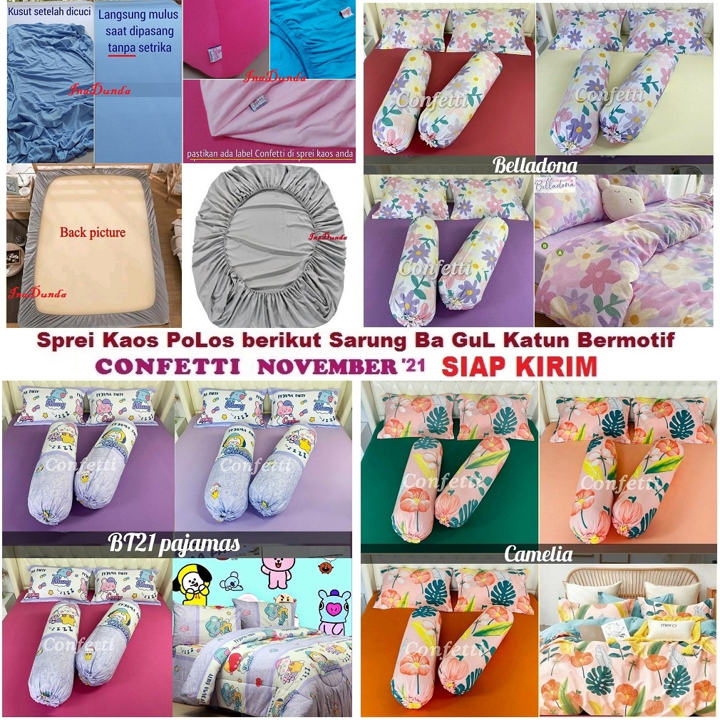 Ready Siap Kirim #4 Seprei Kaos uk 90 s/d 180 by Confetti