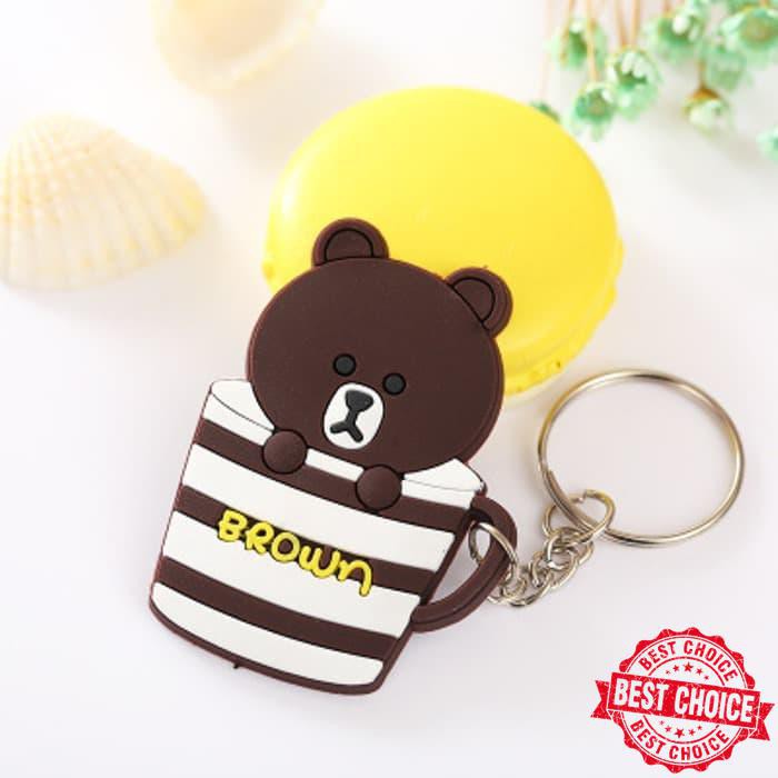 Promo Gantungan kunci tas keychain karakter line brown bear cup cute lucu Murmer