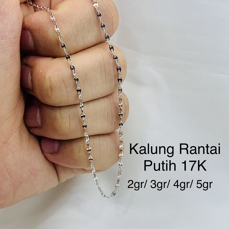 Kalung Rantai Emas Asli Model Toscano Guci Plintir Putih 750 17K