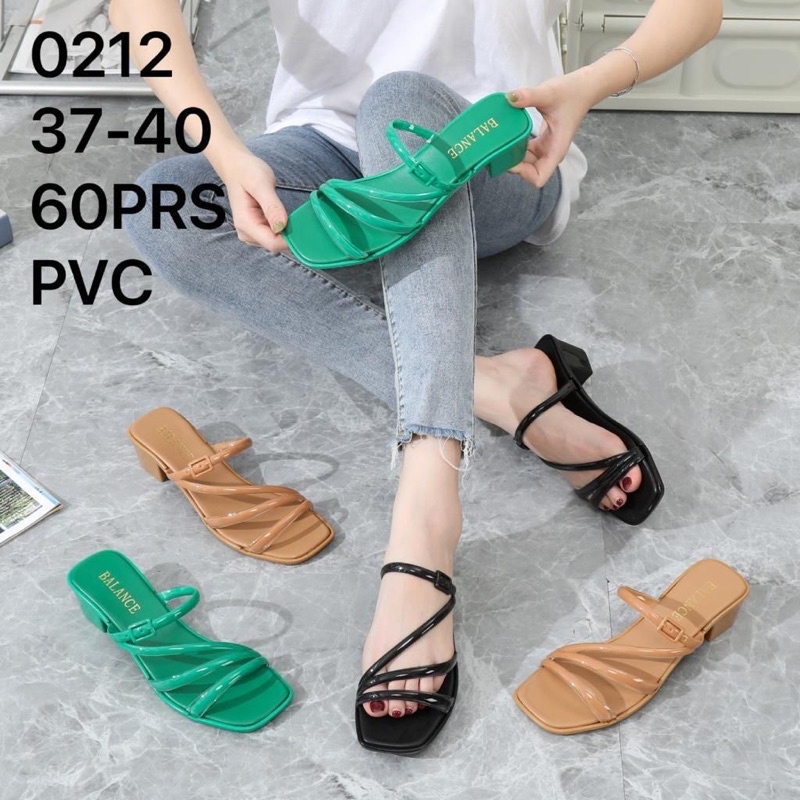 Sandal Jelly Balance 0212 ZigZag Gesper Hak Kotak Tinggi 5cm Terbaru