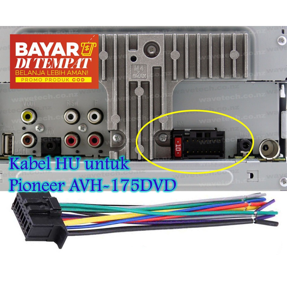 Kabel Soket Head Unit Pioneer untuk Pasang HU Pioneer AVH-175DVD Dobel DIN AVH 175DVD Socket 2 DIN