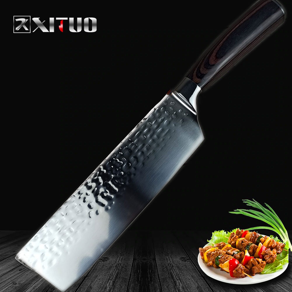 XITUO Pisau Dapur Damascus Pattern Chef Knife Santoku Cleaver 7 Inch - CK114