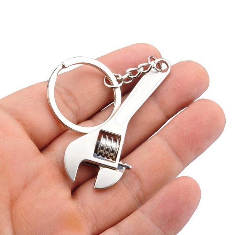 Silver Creative Metal Wrench Shape Keychain / Keychain Decoration Pendant For Car Keyring Bags / Key Chains Accessories