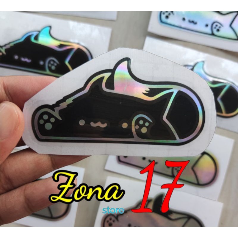 

stiker sticker emot kucing lucu hologram