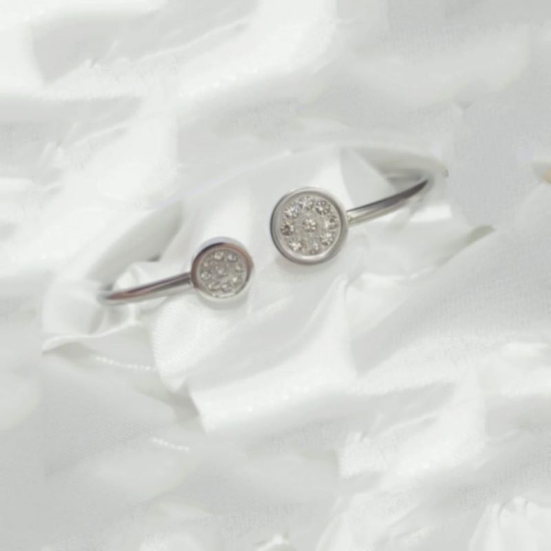 Gelang Titanium Silver Terbaru Full Mata TC001 Anti Luntur