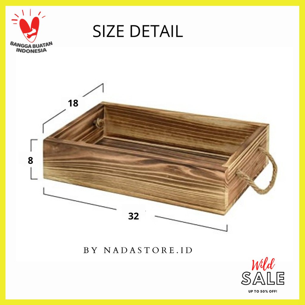 Mini wood crates kotak kayu burned, Wooden Tray , Toilet Tissue Holder Organizer Box CODE W008