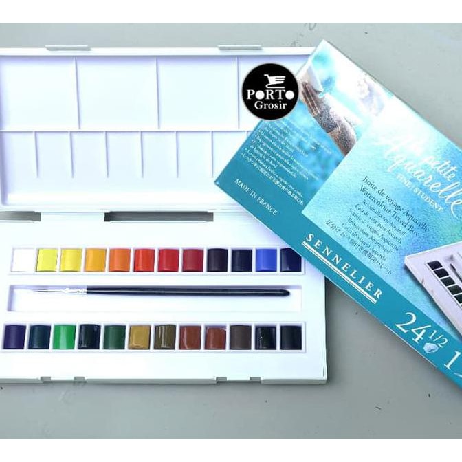 

HOT SALE Sennelier Aquarelle Watercolor Set 24 Watercolour Pocket 24+kuas