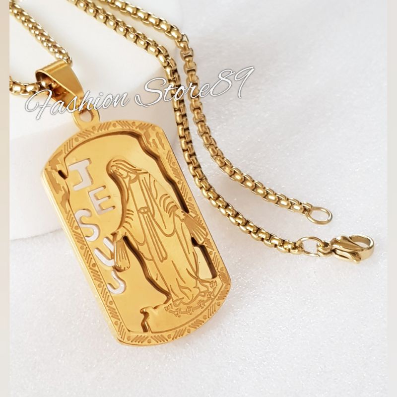 Kalung Titanium Rohani Jesus Bunda Maria Antikarat Impor Bestquality Premium Titanium Gold Fashion Rohani