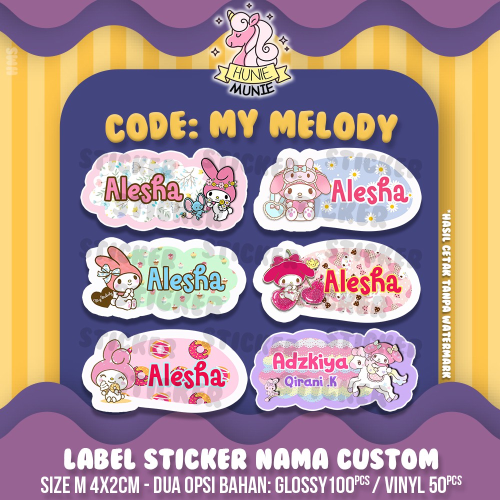 

Sticker Label Nama Custom - My Melody (100pcs) Stiker