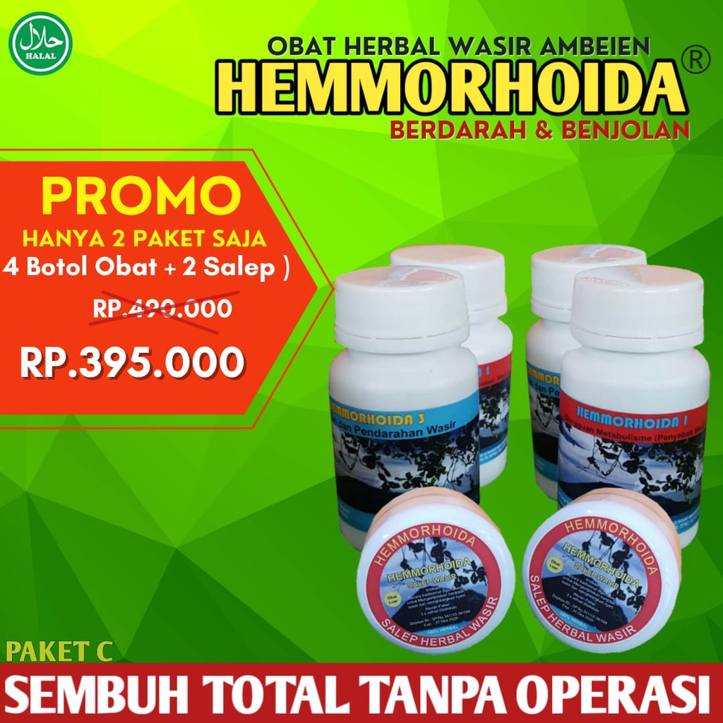 

HEMMORHOIDA Obat Wasir Berdarah dan Benjolan ( 4 Botol 2 Salep ) H1 H3 SALEP STADIUM 3-4