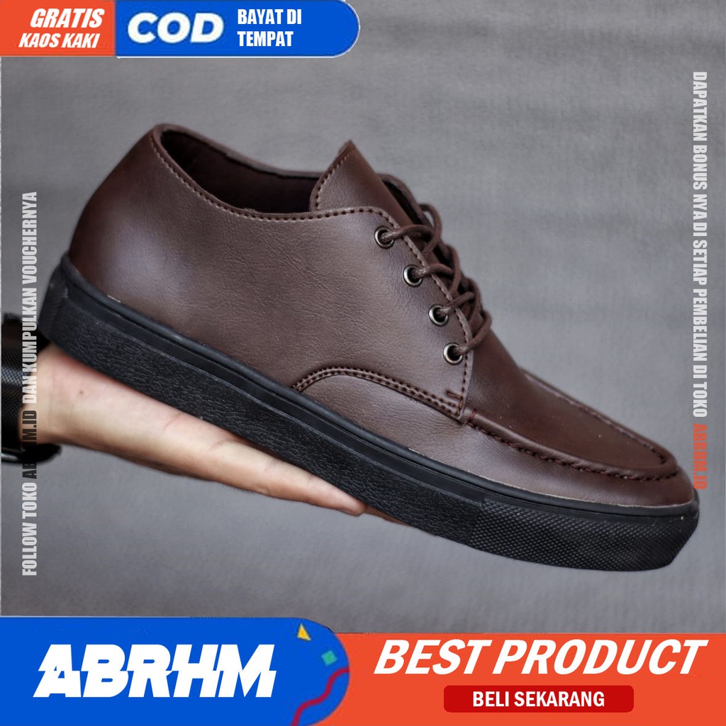 ABRHM X SAKA Sepatu Formal Pria Sepatu Pria Casual Pantofel Kulit Pu Premium Sepatu Kasual Cowok / Cowo Oxford Kerja Kantor Kuliah Kondangan Gaya Keren Kekinian Original Murah Terlaris