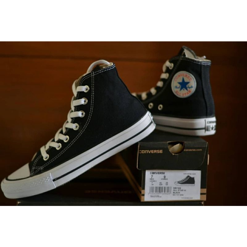 Sepatu Converse Allstar High Boots Tinggi Navy Biru Hitam Merah Grey Fullblack Sekolah Kerja Kuliah Kado