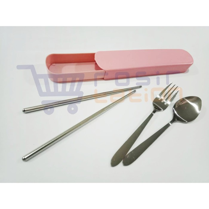 Jual Sendok Set Stainless Steel Sendok Garpu Alat Makan Set Softpink Berkualitas Shopee Indonesia