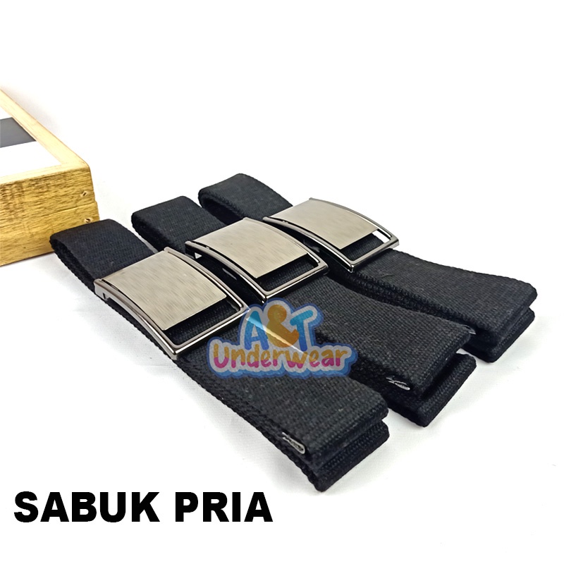 AT350-Ikat Pinggang Pria Polos/Sabuk Canvas Jepit/Belt Mens