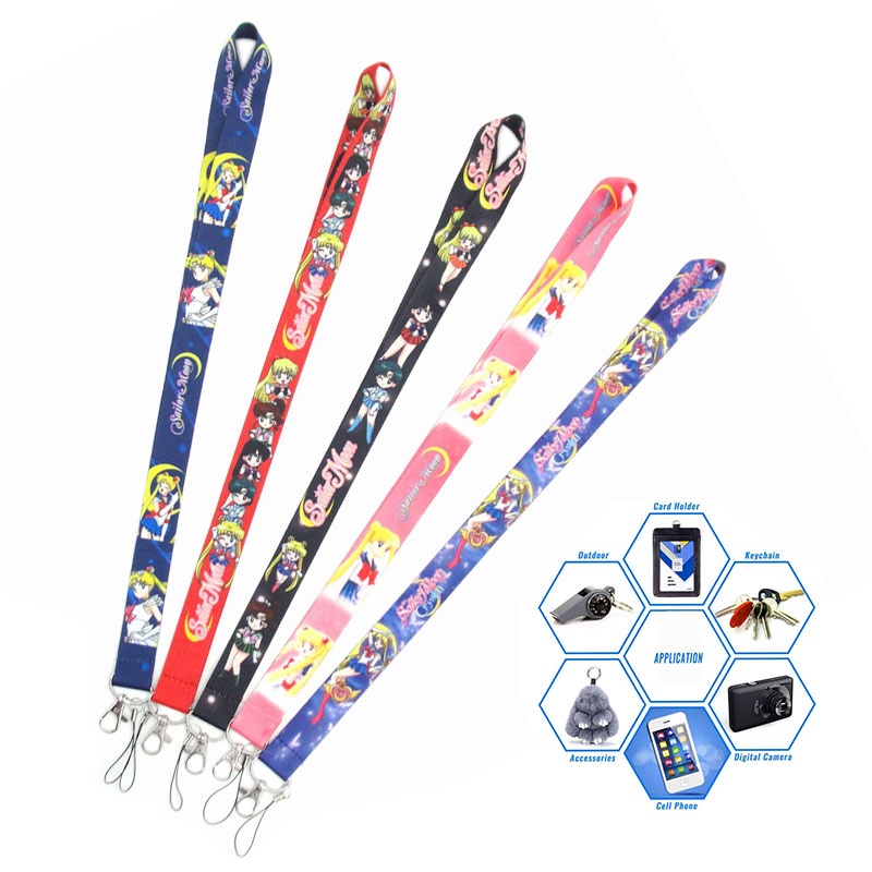 Sailor Moon Tali Lanyard Handphone / Kartu Identitas Motif Sailor Moon Anti Jatuh