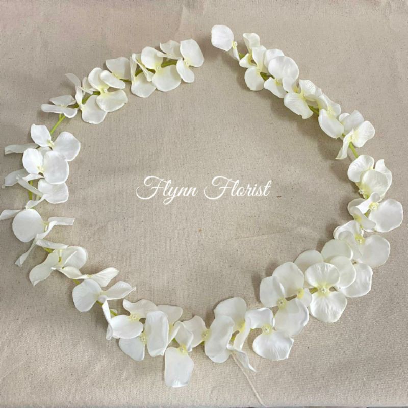 Bunga Hydrangea Juntai x1 (satuan) Bunga Artificial / Bunga Plastik / Bunga Dekorasi / Pernikahan-Putih gading