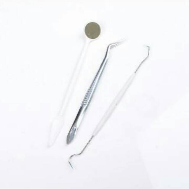 Alat pembersih karang gigi alat periksa gigi disposable kaca mulut plastik sonde halfmoon pinset kacamulut dental diagnostic kit diagnostik set