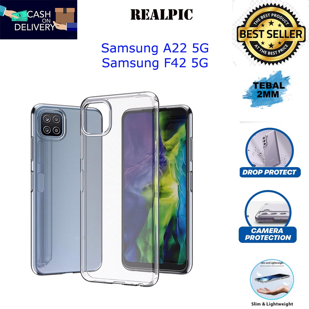 Case Samsung Galaxy A22 5G / Samsung Galaxy F42 5G Casing Clear HD KETEBALAN 2MM BENING TRANSPARAN TPU Premium Softcase