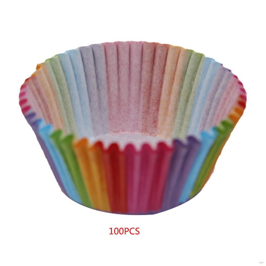 [READY STOCK] 100pcs Rainbow Color Cupcake Paper Liners Muffin Mould Cases Cake Mold Baking Cup Kitchen Accessory