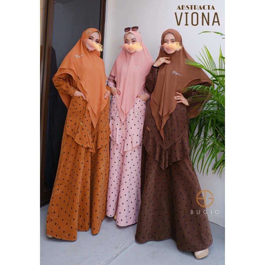 Bugio Clothing Viona Series Gamis Motif Bunga Dress menyusui Bahan Corduroy griya mey