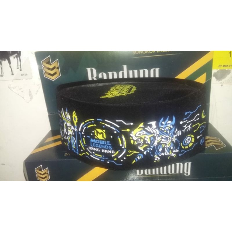 Peci Anak Laki Laki Tinggi 9 cm Sablon Karakter Mobile Legends Kopiah Anak Peci Hitam Peci Songkok S