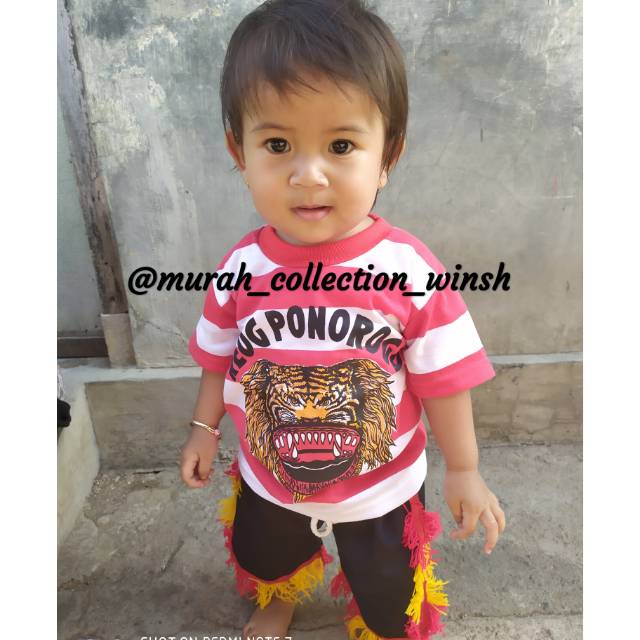 stelan kaos reog anak size 0 - 12 tahun | baju adat jawa | baju adat reog ponorogo