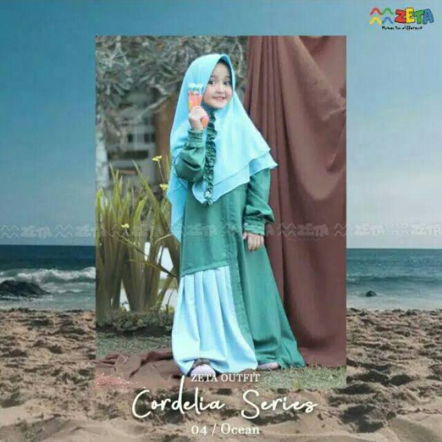 Gamis Set Jilbab Anak Cordelia series Ocean by Zeta Outfit