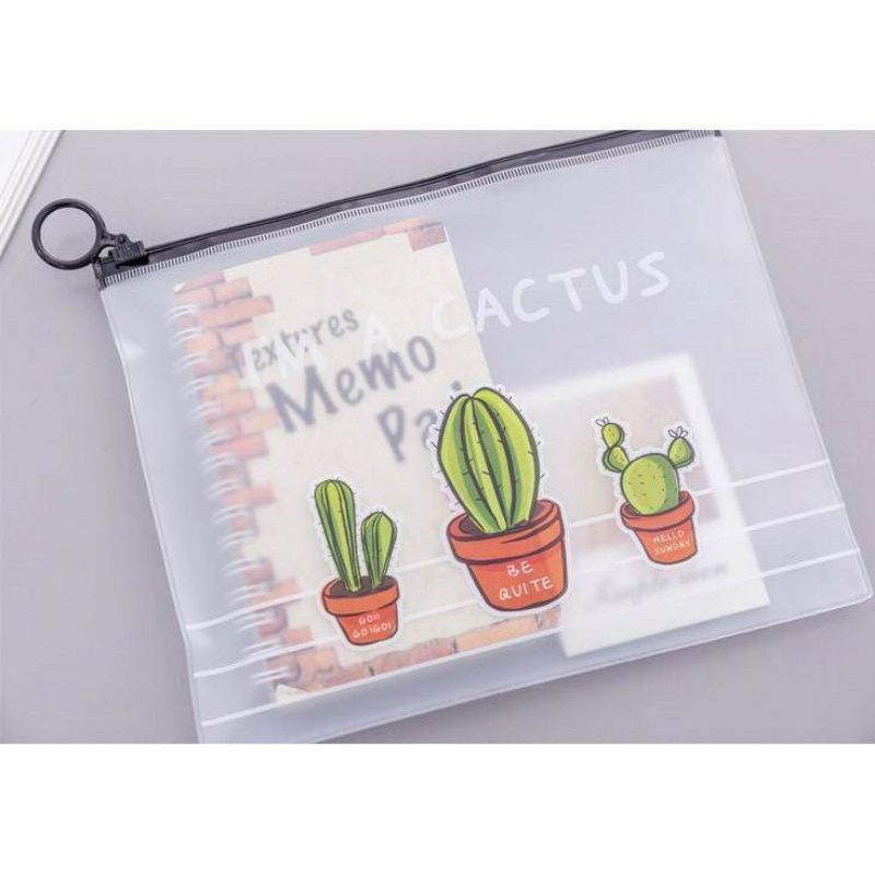 Tempat Pensil Kaktus - Zipper Bag Cactus - Ziplock Motif Kaktus - Storage Bag - Pouch