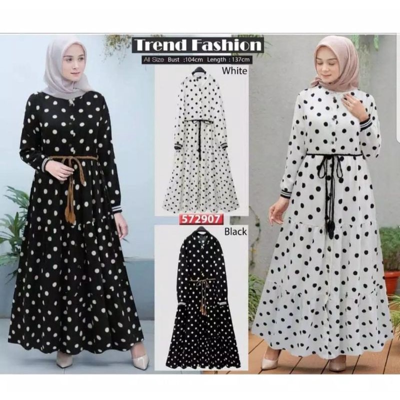 Aqila Polka Dress Maxy Gamis Polka Busui Muslim Outfit Busui Gamis Remaja Dress Fashion Polkadot