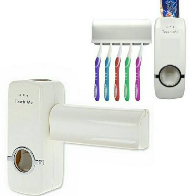 Dispenser odol pasta gigi set ( warna putih kotak sikat gigi) tooth paste brush holder kamar mandi-3