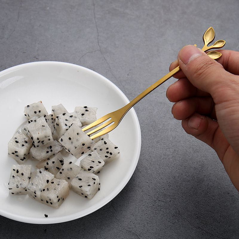 Berkat SENDOK GARPU TEH KOPI DESSERT / TEASPOON HANDLE DAUN