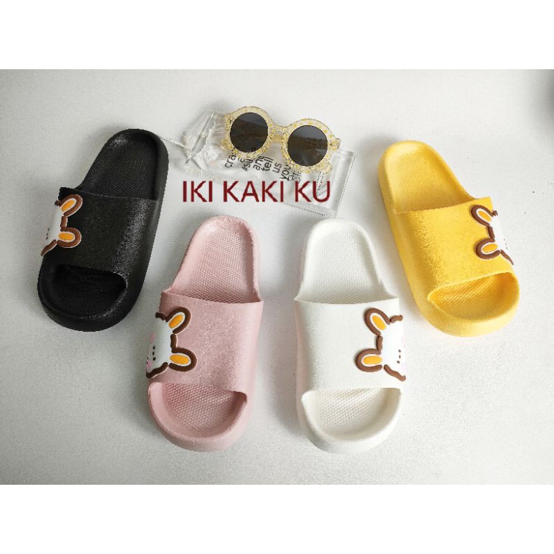 SANDAL SELOP WANITA REMAJA IMPORT GAMBAR KELINCI FULL KARET SANDAL KOREA GLOWY 905