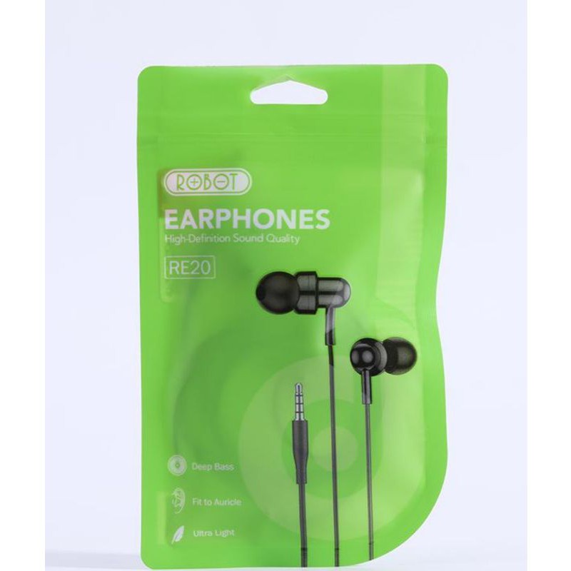 ROBOT RE20 RE 20 HEADSET EARPHONE HEADPHONE OBLIQUE IN-EAR DEEP BASS ULTRA LIGHT HP SMARTPHONE HP