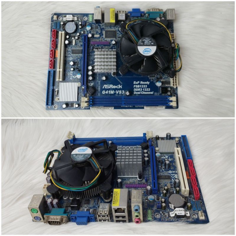 Paket Motherboard Asrock G41M-VS3 Rev.1.02 Lga 775 DDR 3+Processor Dual core E8500