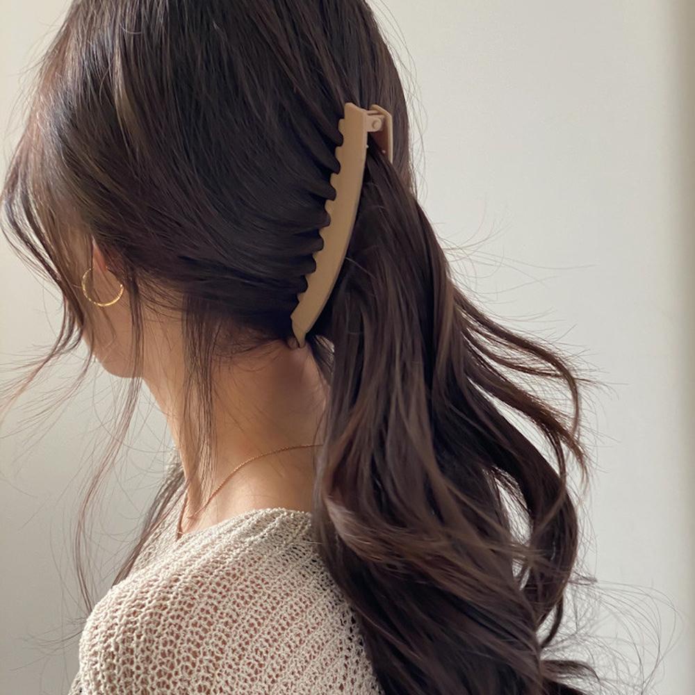 Needway Klip Pisang Hadiah Aksesoris Rambut Warna Solid Frosted Jepitan Ponytail Holder