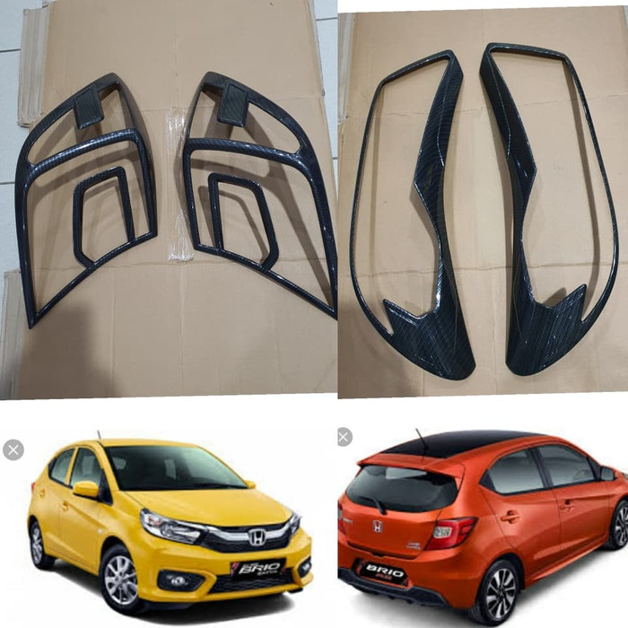 paket garnish COVER stop rem belakang / headlamp depan lampu honda ALL NEW BRIO 2019 MOTIF CARBON